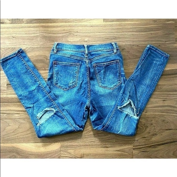 Womens BDG Jeans Sz 27 Twig Ankle High Rise Stretch Denim Pants Blue Distressed - Picture 2 of 5